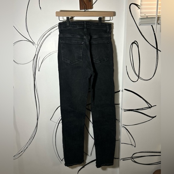 H&M Women’s Size 6 Black Denim, Straight Leg with Slit at Ankle, Button Fly - Picture 5 of 7